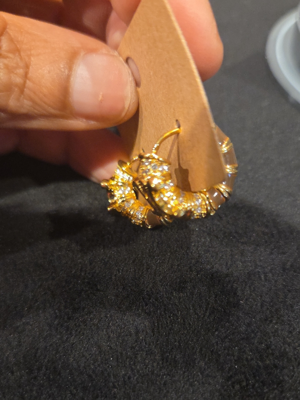Gold Crystal Hoop Earrings for Women - Sparkling Gold Tone